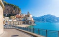 Road leading along Amalfi coast to small town Atrani in province of Salerno, Campania region, Italy Royalty Free Stock Photo