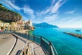 Road leading along Amalfi coast to small town Atrani in province of Salerno, Campania region, Italy Royalty Free Stock Photo