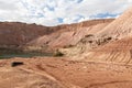 Road leading down to the deep blue Hidden Lake near the Timna park,surrounded by mountains near Eilat city, Arava Valley, Royalty Free Stock Photo