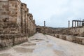 The road leading from South Gate in the ruins of the great Roman city of Jerash - Gerasa, destroyed by an earthquake in 749 AD, lo