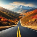 road leading to autumn mountain fictional landscape