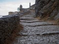 Stairway leading to a chapel.