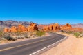 Seven Sisters rock formations in the Valley of Fire State Park in Southern Nevada near Las Vegas. Royalty Free Stock Photo