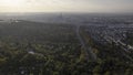 Road leading to Ulm city at morning in autumn aerial time lapse