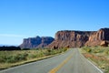 The Highway Leading In To Canyonlands, Utah. Blue Sky, Red Rocks, Green Grass, Remote Location Royalty Free Stock Photo
