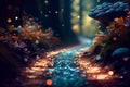 road leads through a magical forest.generative ai