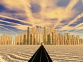 Road leads to gleaming city Royalty Free Stock Photo