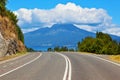 The road leads to volcano Osorno