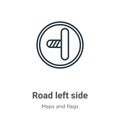 Road left side outline vector icon. Thin line black road left side icon, flat vector simple element illustration from editable Royalty Free Stock Photo