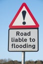 Road liable to flooding road sign in the UK Royalty Free Stock Photo