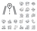 Road line icon. Journey path sign. Plane, supply chain and place location. Vector