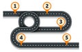 Road with location mark. Route infographic. Navigation path