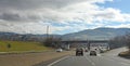 Road Lyon Saint Etienne Rhone Alpes region, France.