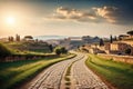 A road made of stone in one of the cities of the ancient Roman Empire.