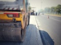 Road maintenance by burning old materials and improving quality Royalty Free Stock Photo