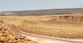 Road through Makhtesh Ramon, erosion crater landscape panorama, Negev desert, Israel Royalty Free Stock Photo