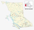 Road map of the Canadian province of British Columbia