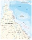 Road map of the cap york peninsula with the great barrier reef, Queensland, Australia