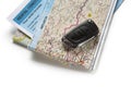 Road map and car key Royalty Free Stock Photo