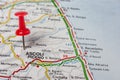 Ascoli Piceno pinned on a map of Italy