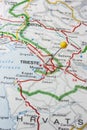 Trieste pinned on a map of Italy