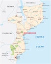 Road map of East African State mozambique Royalty Free Stock Photo