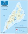 Road map of the island of Yap, Federated States of Micronesia