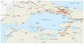 Road map marmara sea with istanbul Royalty Free Stock Photo