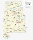 Road map of the US American State of Alabama