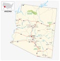 Road map of the US American State of Arizona