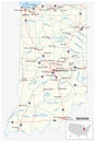 Road map of the US American State of indiana