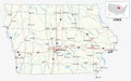 Road map of the US American State of Iowa