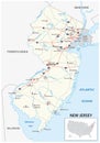 Road map of the US American State of new jersey Royalty Free Stock Photo