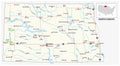 Road map of the US American State of north dakota Royalty Free Stock Photo