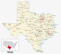 Road map of the US American State of Texas Royalty Free Stock Photo