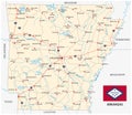 Road map of the US state arkansas with flag Royalty Free Stock Photo