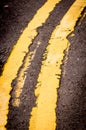 Road Marking - Double Yellow Lines Royalty Free Stock Photo