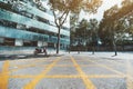 Road marking and space near building Royalty Free Stock Photo