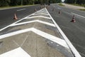 Road marking for traffic signs during repair and pain Royalty Free Stock Photo