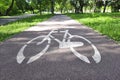 Road markings marking road for cyclists