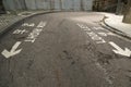 Road markings on a street in Hong Kong Royalty Free Stock Photo