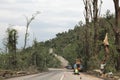 Road in Medeo (Medeu) rink in Almaty after smerch, Kazakhstan