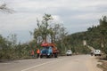 Road in Medeo (Medeu) rink in Almaty after smerch, Kazakhstan