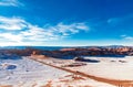 Road through the Moon Valley, Atacama desert, Chile Royalty Free Stock Photo