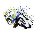 Road motorbike racing, polygonal illustration