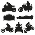 Road motorcycles, motocross and racing cars