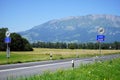 Road and mountain in Lichtenstein Royalty Free Stock Photo