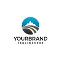 Road mountain logo design concept template