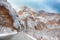 Road in mountain after snow