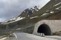 Road mountain tunnel protected from falling rocks